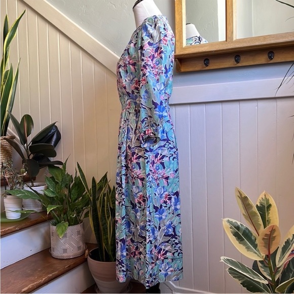 Rare Vintage Liberty of London All Silk Vibrant Floral Print Dress - Picture 5 of 15